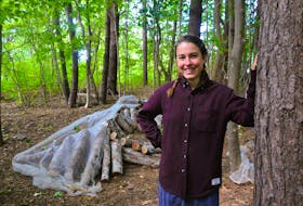 Megan Giffen stands in her mushroom woods where she stores inoculated mushroom logs. On Oct. 16, Giffen and Owen Bridge will host the first-ever Nova Scotia mushroom festival called Myceliates at Bridge’s Annapolis Seeds in Nictaux.
Lawrence Powell
