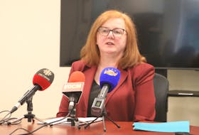 Auditor General of Newfoundland and Labrador, Denise Hanrahan, speaks to media about a report filed with the House of Assembly Thursday regarding Nalcor Energy. Glen Whiffen/The Telegram