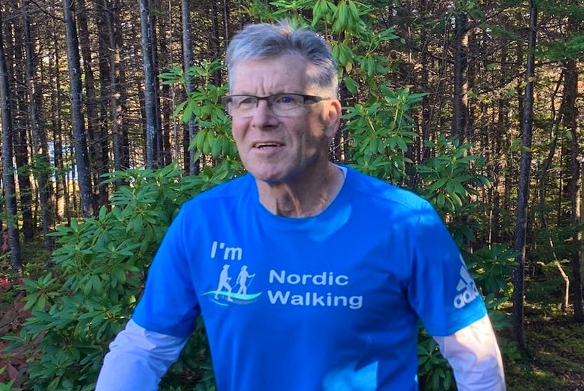 Marystown’s Gordon Brockerville is returning to the Tely10 Road Race on Saturday as a Nordic pole walker. He will be the first person to do so in the history of the race. Contributed photo
