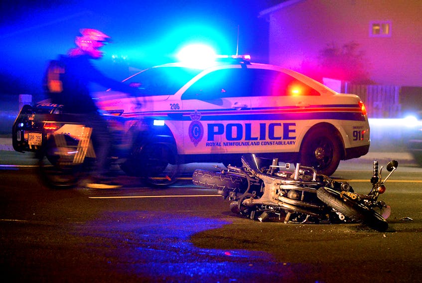 One man was hospitalized following a motorcycle-vehicle crash in St. John's Thursday night. Saltwire staff