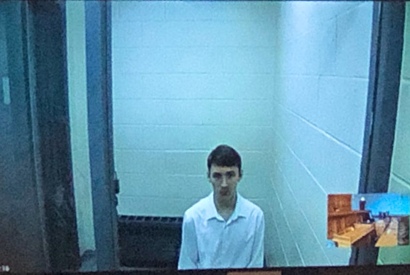 Accused murderer David Quirke at his arraignment at Newfoundland and Labrador Supreme Court in St. John's in September, via video from prison.