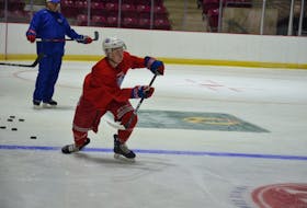 Summerside D. Alex MacDonald Ford Western Capitals forward Isaac Wilson participates in a drill during a practice at the Island Petroleum Energy Centre on Oct. 5. The Caps host Fredericton in their home opener on Oct. 8 at 7 p.m. Jason Simmonds • The Guardian