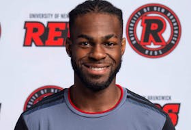 UNB Reds' Keji Adeniyi was named the AUS men's soccer most valuable player.- AUS