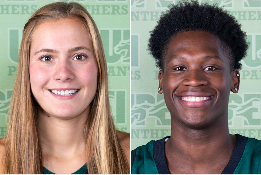Women's cross country runner Katie Richard, left, and men’s basketball player Kamari Scott were named UPEI Panther Subway Athletes of the Week for the week ending on Oct. 30. Contributed