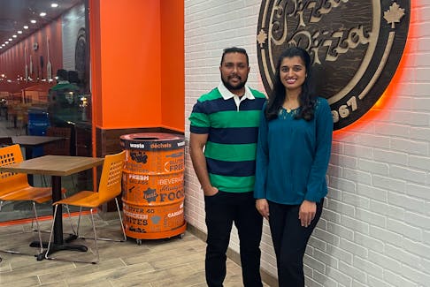 Himesh Desai and Aarti Desai are the owners of the new Pizza Pizza franchise that will open on Nov. 10 on George Street in Sydney. Himesh first arrived in Cape Breton as a student in 2015 and fell in love with the place. CONTRIBUTED