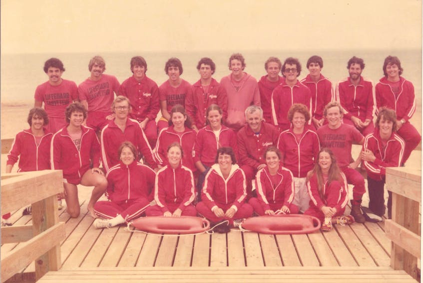 Carole C. Dastous is in the front row, seated, first on the left of lifeguards who posed for this photo at Brackley Beach in 1978. Contributed