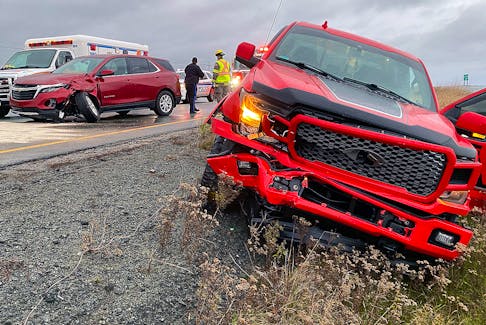 A two-vehicle crash on the T.C.H. near Mount Pearl caused a long backup of traffic Thursday afternoon but there were no serious injuries. Saltwire staff