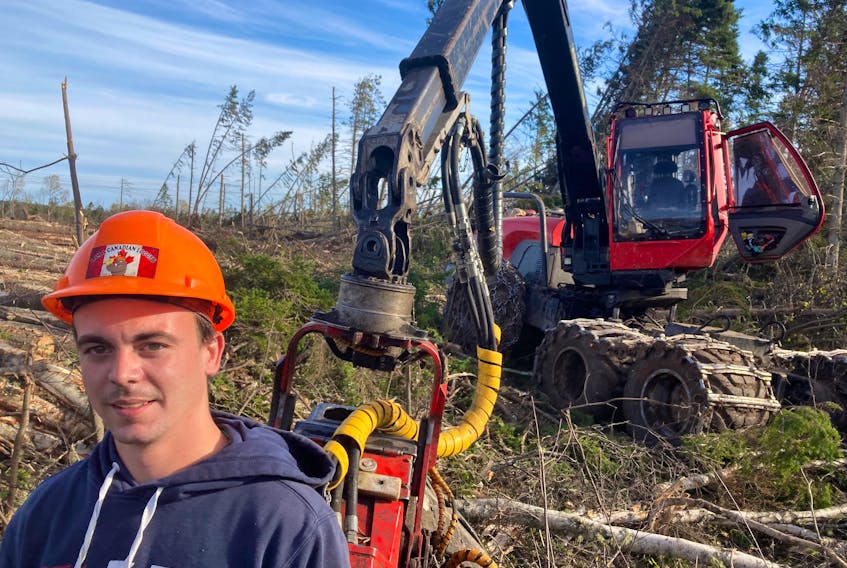 Alex MacPherson has been cutting blow downs in Pictou County.