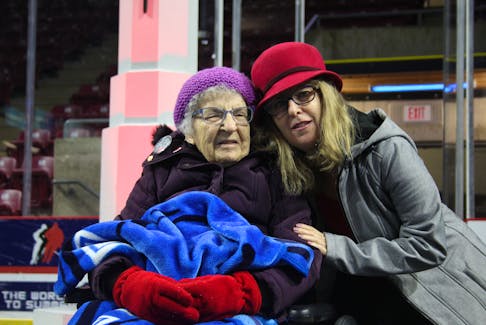 On Nov. 11, veteran Marge McKenna, left, and her daughter Marilyn Matthews attended Summerside's Remembrance Day service. – Kristin Gardiner