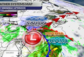 Low-pressure that will organize on the Eastern Seaboard will bring a mix of rain, snow, and wind mid-week.