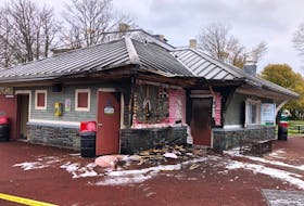 The vacant canteen at Bannerman Park was damaged in a fire Wednesday morning.