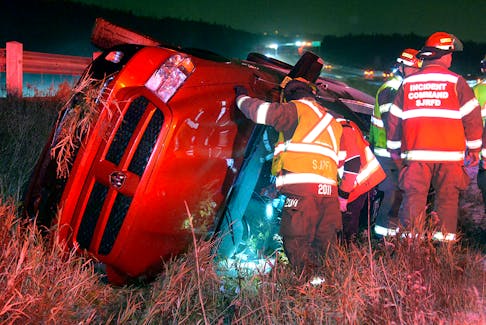 There were no serious injuries after a pickup overturned on the T.C.H. in St. John's Tuesday night. Saltwire staff
