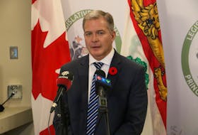 P.E.I. Finance Minister Mark McLane speaks to reporters after releasing his fall capital budget. The $308 million capital budget includes a large increase in funding for school projects, including $41 million for the replacement of the French-language Evangeline school in Abrams Village.