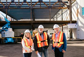 P.E.I. Health Minister Ernie Hudson, right, tours the addictions extended care facility being built at the Queen Elizabeth Hospital in Charlottetown with Leslie Warren, left, and Wayne Walker, executive director of mental health and addictions capital planning. Contributed