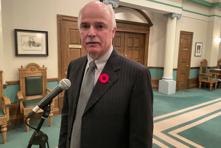 Health Minister Tom Osborne speaks with reporters Wednesday afternoon about the proposed Provincial Health Authority Act which will merge the province’s four regional health authorities into one entity, among other changes. -Juanita Mercer/SaltWire Network