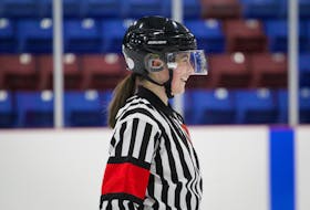 Clare Howie, a 21-year-old Hockey NL official from Paradise, made history as the first female referee in the SJJHL on Sunday, Nov. 20.  Contributed