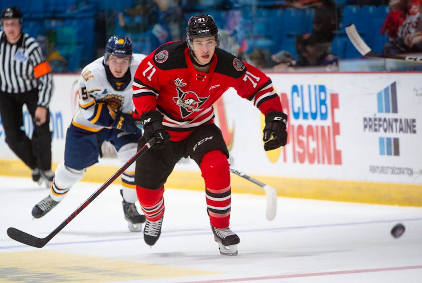 St. John’s defenceman Matteo Rotondi feels he is used to the pace of the Quebec Major Junior Hockey League in his second year with the Drummondville Voltigeurs. Photo courtesy Drummondville Voltigeurs