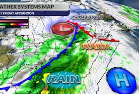 A trough moving out of Quebec will spawn a new low off the coast of Nova Scotia this weekend.