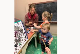 Emma Května enjoys getting creative with three-year-old Lenox MacDonald and 17-month-old Spencer Gallan at the Pictou-based Kids First Association. The organization offers countless programs and services for a specific population in Pictou, Antigonish and Guysborough counties. CONTRIBUTED