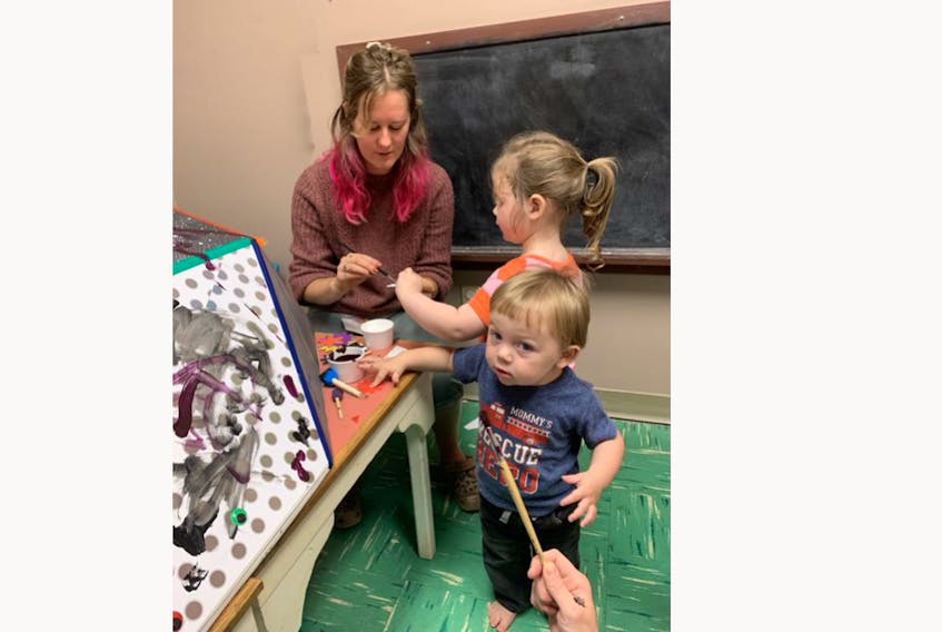 Emma Května enjoys getting creative with three-year-old Lenox MacDonald and 17-month-old Spencer Gallan at the Pictou-based Kids First Association. The organization offers countless programs and services for a specific population in Pictou, Antigonish and Guysborough counties. CONTRIBUTED