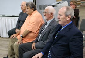 The 2022 inductees into the P.E.I. Curling Hall of Fame and Museum are, from left: Mel Bernard (curler), Roger Gavin (builder), Earle Proude (curler) and Blair Weeks (builder). The induction ceremony took place at the Silver Fox Entertainment Complex recently. Contributed