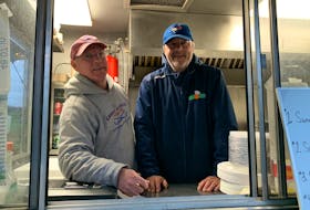Andrew Dill, right, launched Chef Dilly’s in November 2021 and has been doing brisk business ever since. Several family members, including his cousin, John Trinacty, who is often found helping take orders at the trailer window, have assisted during Chef Dilly’s first year in business.