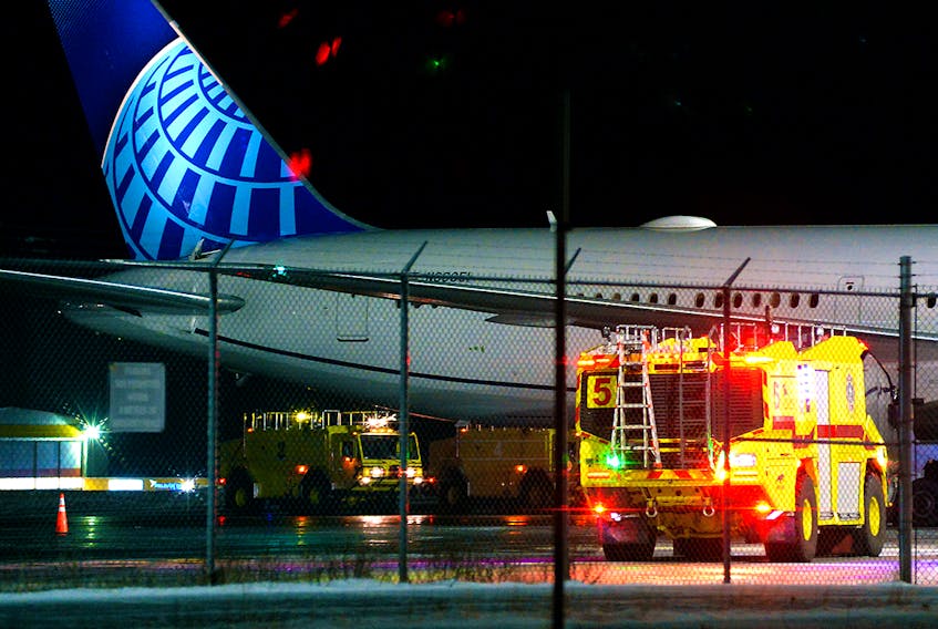 A United Airlines flight from New York made an emergency landing in St. John's early Saturday morning. Keith Gosse/The Telegram