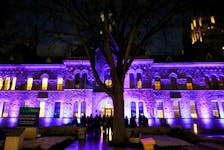 The Heritage Building at Ottawa City Hall was illuminated in purple after dark starting Friday and will remain that way until Dec. 10.