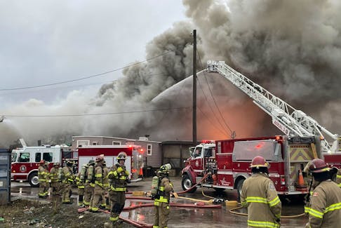 Halifax fire crews were on the scene of a fire at a metal recycling business in Goodwood most of Saturday. - Contributed