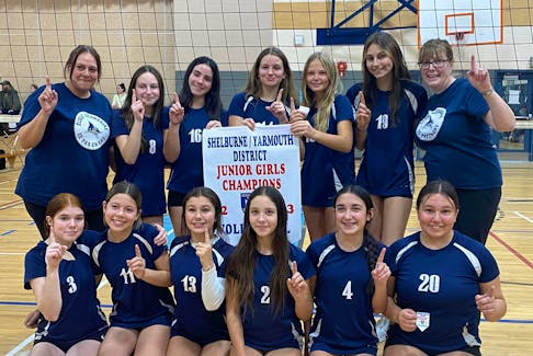 The Par-en-Bas team captured the Shelburne-Yarmouth district junior girls volleyball championship. CONTRIBUTED