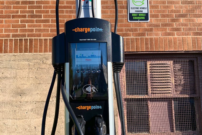 Two electric vehicle charging stations have been installed in Windsor — one at the Hants County War Memorial Community Centre and the other at the West Hants sports complex. Users will pay $1.50 per hour to use the level two chargers.