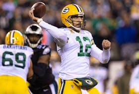 Green Bay Packers quarterback Aaron Rodgers passes the ball against the Philadelphia Eagles during the second quarter at Lincoln Financial Field.  
