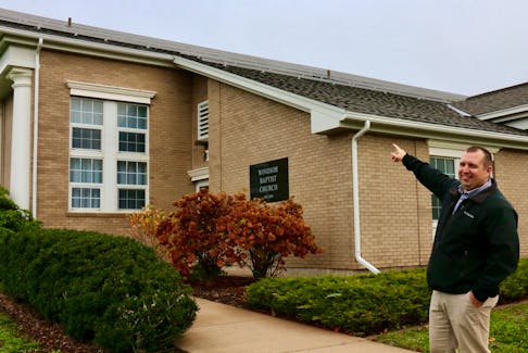 Rev. Rob Heffernan, the lead pastor at the Windsor Baptist Church, says 98 solar panels are being installed to help transition the church to become a net-zero facility.