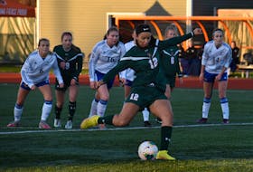 Cape Breton Capers striker Alliyah Rowe was named the Atlantic University Sport women's soccer most valuable player on Tuesday. The third-year Kitchener, Ont., product scored a league-leading 12 goals during the 2022 season. JEREMY FRASER/CAPE BRETON POST.