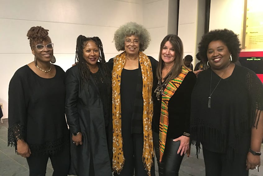 Nova Scotian vocal quartet Four the Moment meets with U.S. activist Angela Davis at Dalhousie University after making a rare appearance at her Being Forum event in 2018.