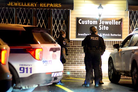Police are investigating an apparent break-in at a C.B.S. jewelry store early Saturday morning. Keith Gosse/The Telegram