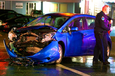 One person was sent to hospital following a two-vehicle crash in Mount Pearl Monday night. Saltwire staff