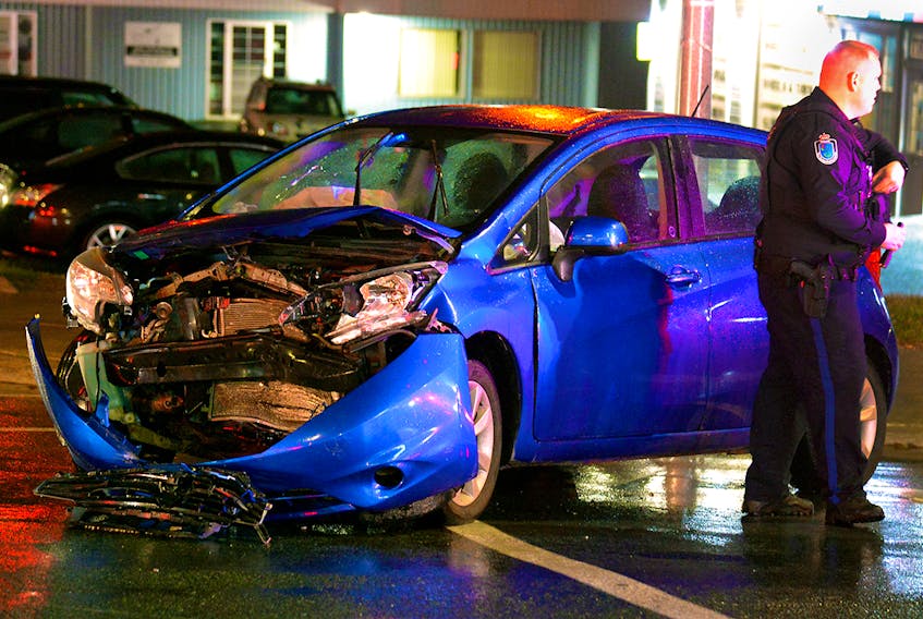 One person was sent to hospital following a two-vehicle crash in Mount Pearl Monday night. Saltwire staff