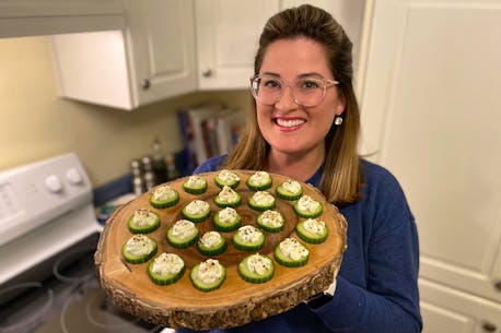 ERIN SULLEY:  Everything bagel cucumber bites are the perfect way to take a healthy break from sneaking all those Halloween treats
