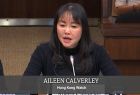 Aileen Calverley with Hong Kong Watch testifies before a House of Commons committee regarding reports that the People's Republic of China has opened three police stations around Toronto. "With the police stations, they can intimidate people like us," she said. 
