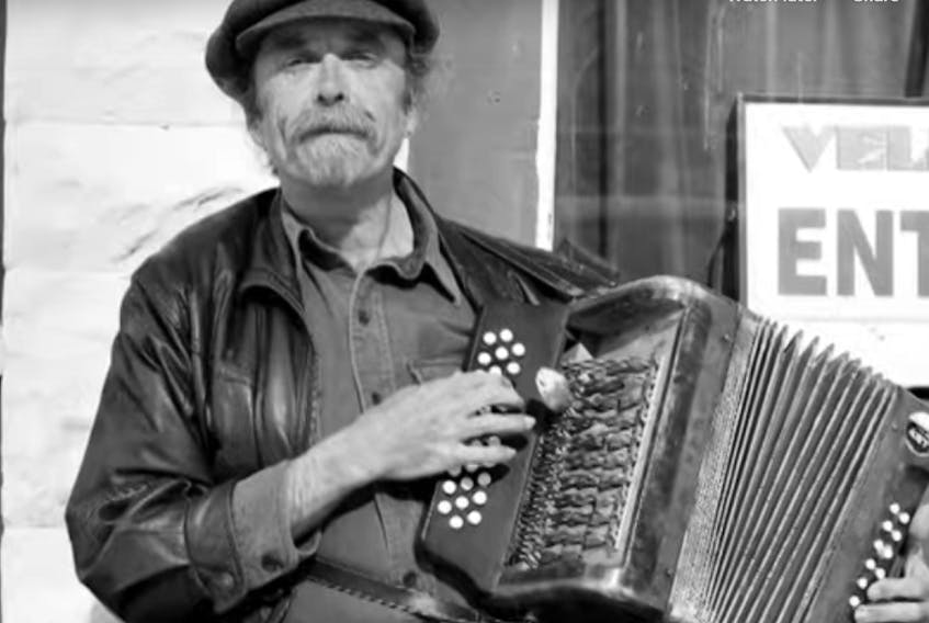 Don Tucker during a performance on Water Street in St. John’s. — Juozas Cernius, from the YouTube video “Don Tucker accordion”