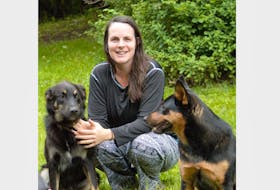 Meaghan MacNeil, with her dogs, is excited about a new initiative in Antigonish. Communities on the Move is a three-year pilot project that encourages people to get more physically active throughout their day in natural, easy ways. CONTRIBUTED