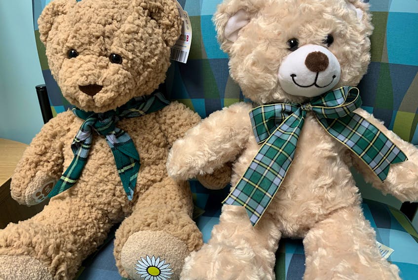 Linda Fudge created special bears for her four grandchildren. Each bear is unique, and the tartan identifies them as ambassadors for Cape Breton. CONTRIBUTED