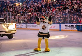 Buddy Jr, or Buddy 22, made his debut as the mascot for the Newfoundland Growlers during the team’s Dec. 10 game against the Iowa Heartlanders. It marked the first time the team has had a mascot since the passing of Chris Abbott, the man behind Buddy the Puffin, earlier this year. Jeff Parsons/Newfoundland Growlers
