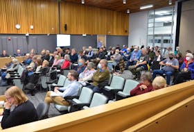 The Kings County council chambers in Coldbrook were filled for a public hearing on a controversial rezoning application for a Wolfville Ridge property on Dec. 6. KIRK STARRATT