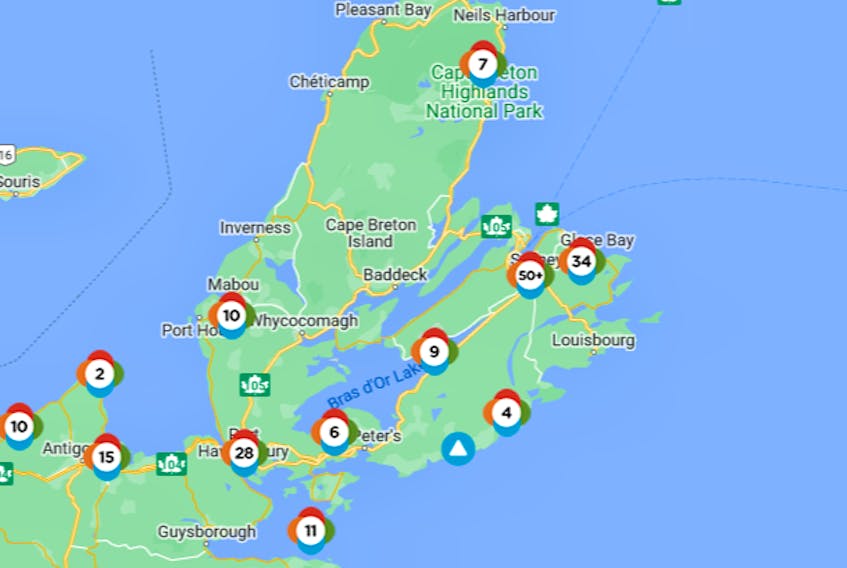 Nova Scotia Power's outage map as of 9 a.m. on Wednesday, Dec. 14, 2022.