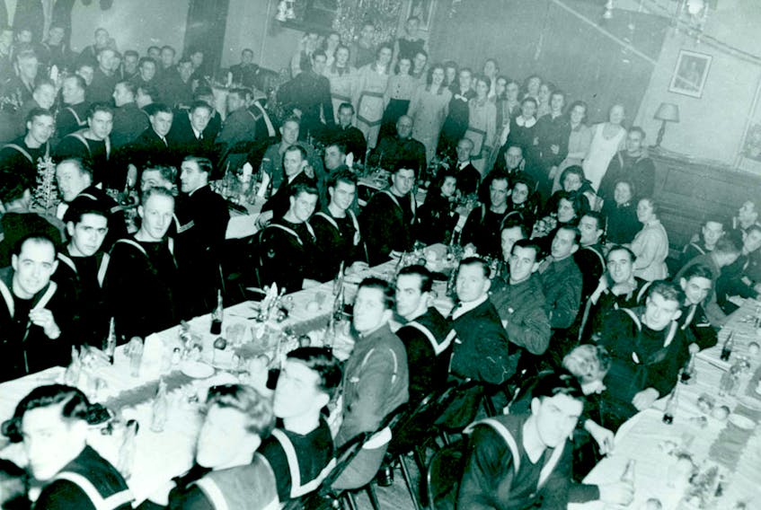 Salvation Army Red Shield Hostel, Christmas Time, Entertaining the Troops, 1940. Evangeline Foord. Nova Scotia Archives