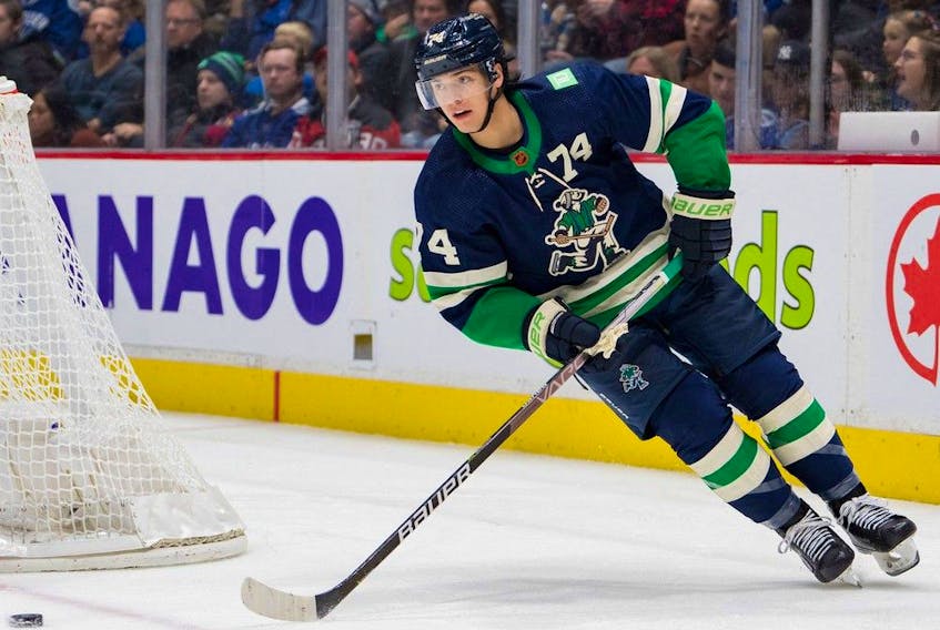  Defenceman Ethan Bear was obtained by the Canucks in an Oct. 28 trade with the Carolina Hurricanes, a deal that cost them a fifth-round draft pick in 2023.