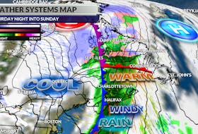 Another frontal boundary will push a round of rain and wind eastward across Atlantic Canada later this weekend.