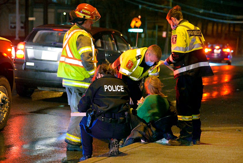 A female pedestrian was sent to hospital Thursday night after she was struck by a vehicle in St. John's Thursday night. Saltwire staff